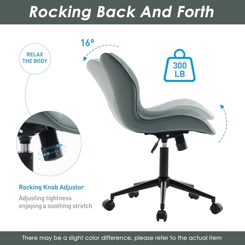 Armless Office Chair for Home Office with Back Wheels