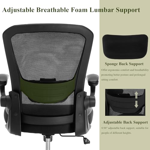 Ergonomic Mesh and PU Leather Office Chair with Lumbar Support and Adjustable Height for Executives