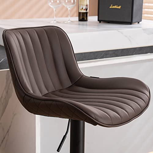 ROYAL LEGEND LEGACY Brown Bar Stools with Back, Adjustable Height, Modern Design