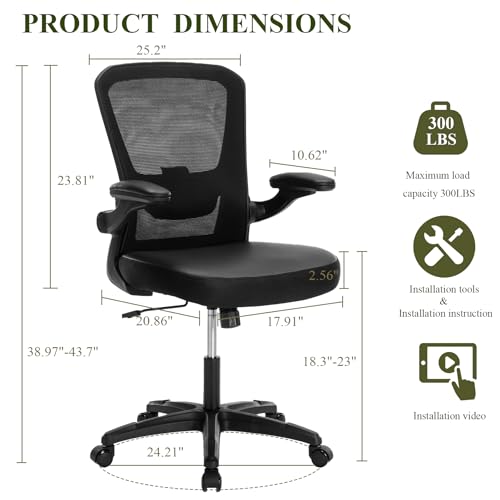 Ergonomic Mesh and PU Leather Office Chair with Lumbar Support and Adjustable Height for Executives