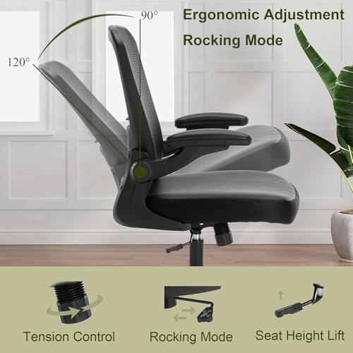 Ergonomic Mesh and PU Leather Office Chair with Lumbar Support and Adjustable Height for Executives