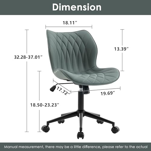 Armless Office Chair for Home Office with Back Wheels