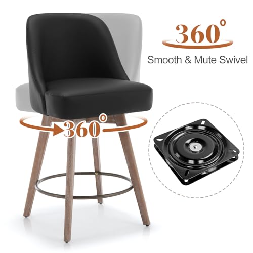 Set of 3 Mid-Century Swivel Barstools for Kitchen Island, Bar, Pub