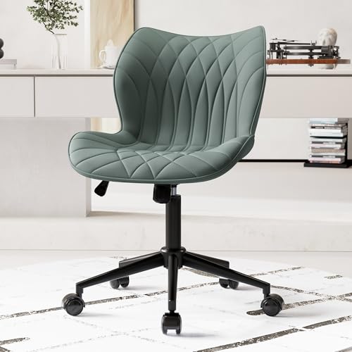 Armless Office Chair for Home Office with Back Wheels