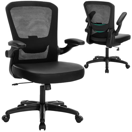 Ergonomic Mesh and PU Leather Office Chair with Lumbar Support and Adjustable Height for Executives