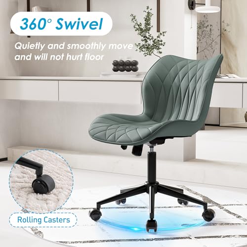 Armless Office Chair for Home Office with Back Wheels