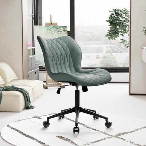 Armless Office Chair for Home Office with Back Wheels