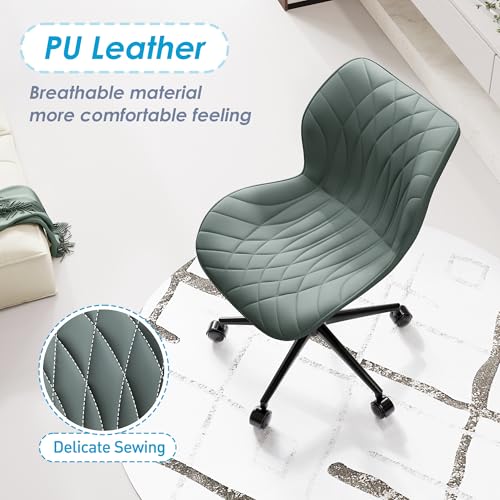 Ergonomic Armless Office Chair with Back Wheels for Home Office